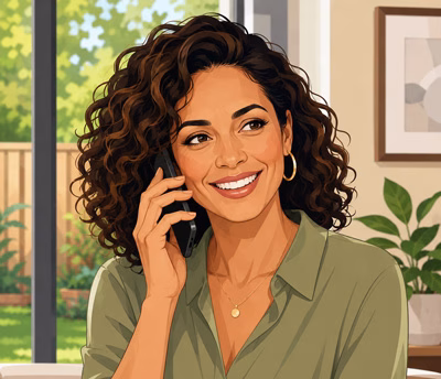 Woman makes a phone call for stump grinding in Moorpark, CA